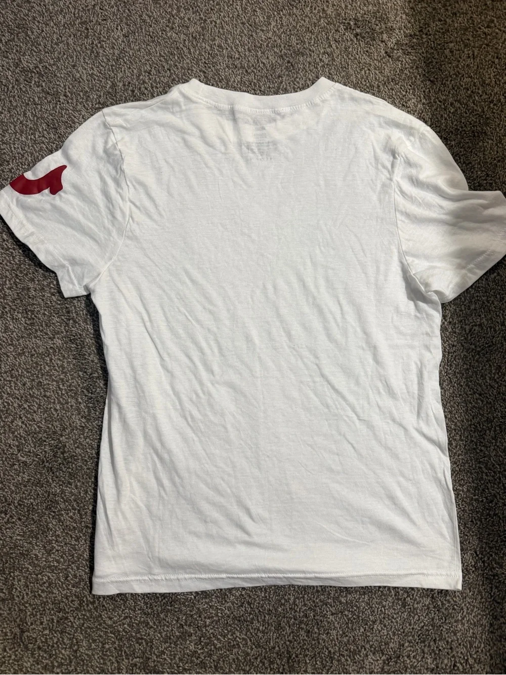 True Religion White Short Sleeve Tee with Red Logo Accents